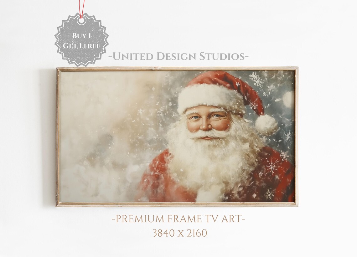 Christmas Frame Tv Art Neutral Christmas Santa Painting Frame Tv Art Winter Frame Tv Art Farmhouse Santa Christmas Frame Tv Art