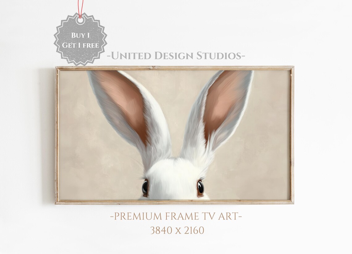 Easter Bunny Ears Art Print, Neutral Pastel Easter Decor