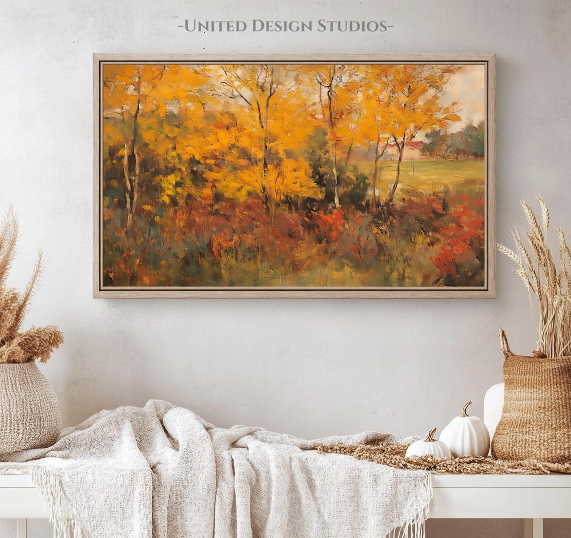 Golden Autumn Trees Impressionist Fall Forest Warm Landscape Poster - Image 4