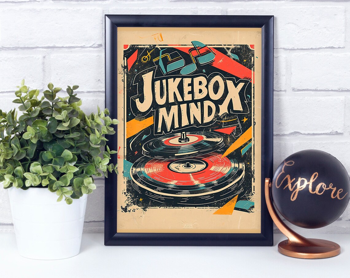 Jukebox Mind Vintage Retro Style Poster Print