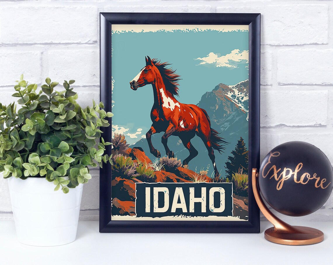 Idaho Appaloosa Horse Mountain Meadow Vintage Wildlife Poster