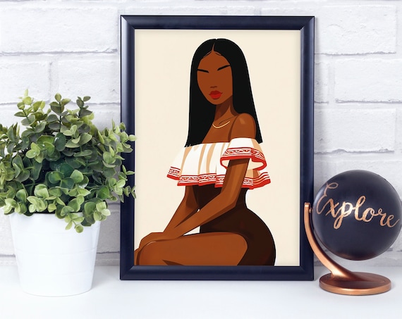 Taino Woman Tribal Dress Elegant Minimalist Portrait Art Poster