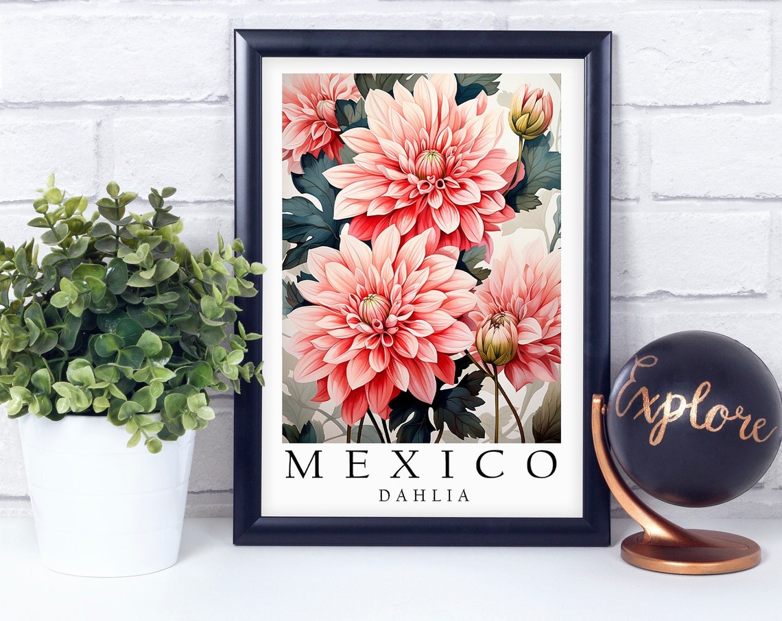 Dahlia The State Flower Of Mexico Poster Print Wall Dcor