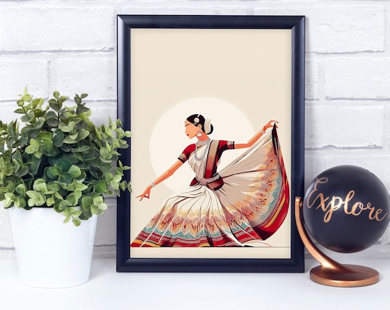 Spinning Traditional Indian Dancer Woman in Red Saree Poster