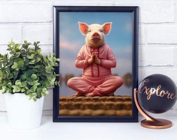 Yoga Pig Poster Print Wall Art Dcor