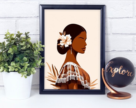 Taino Woman Art Portrait Poster Print Home Dcor