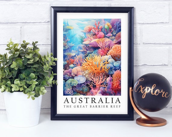The Great Barrier Reef In Australia Poster Print Wall Art Home Dcor