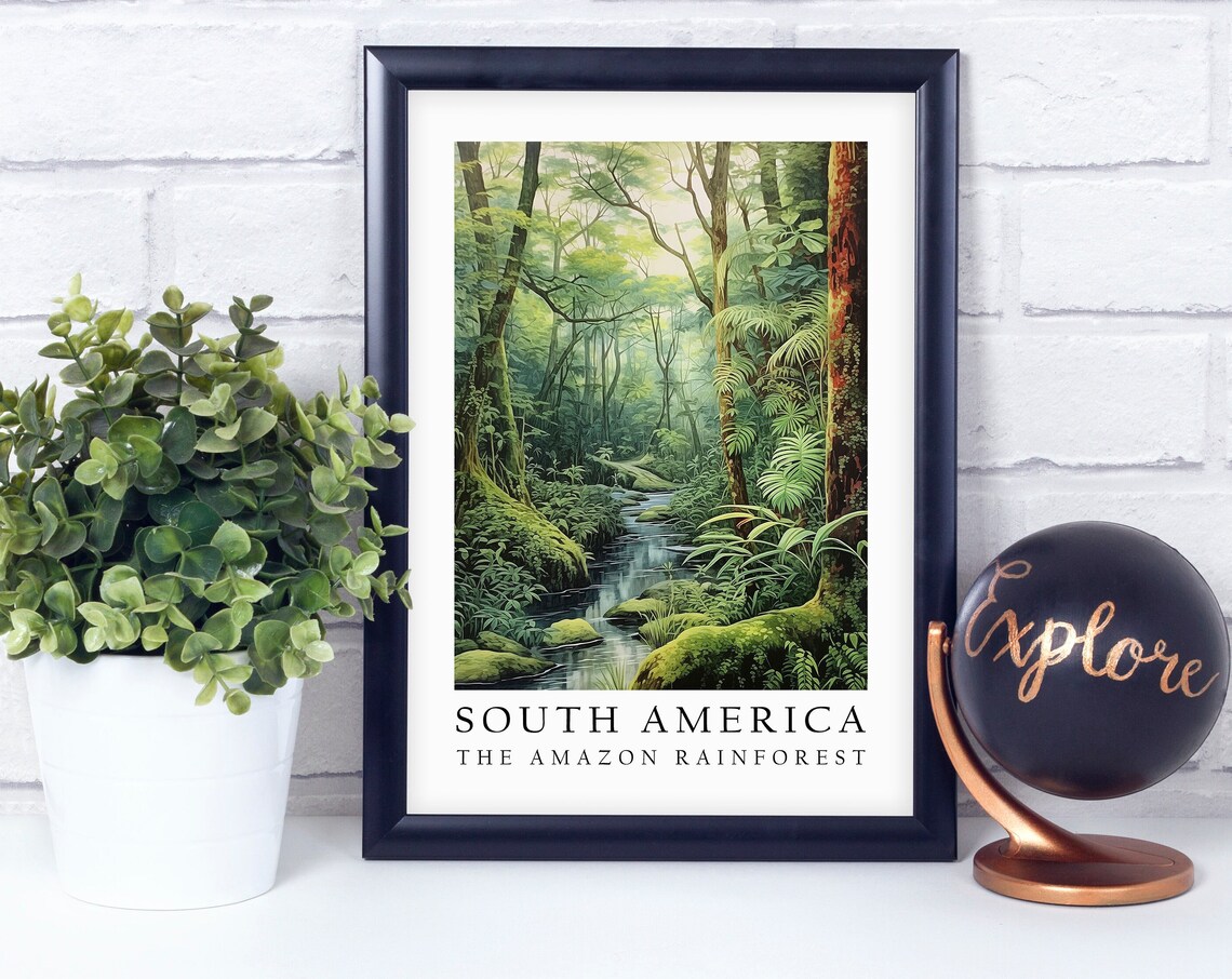 The Amazon Rainforest South America Watercolor Travel Poster