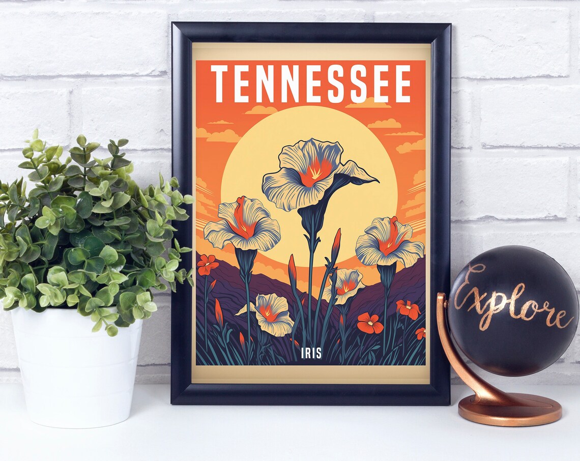 Iris Tennessee Vintage Retro Style Flower Art Print