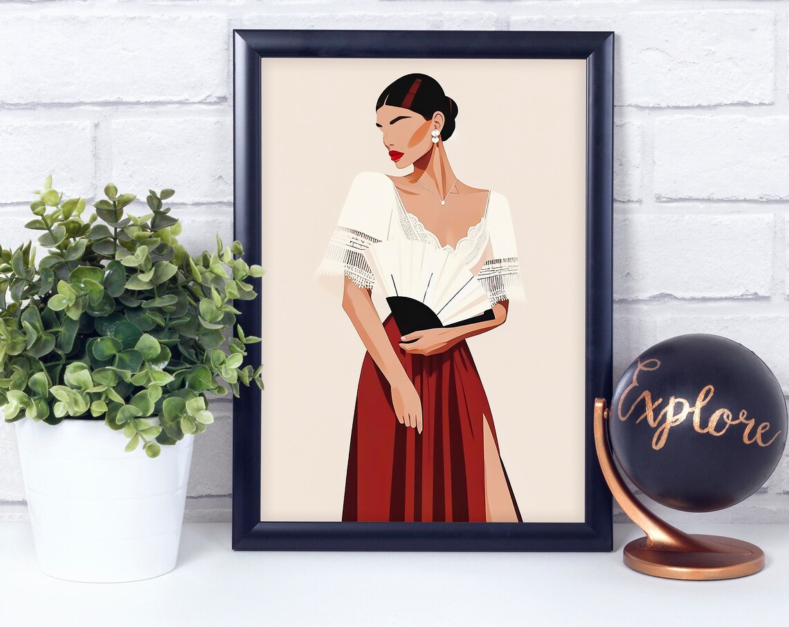 Filipina Wearing Elegant Filipiniana Portrait Art Print