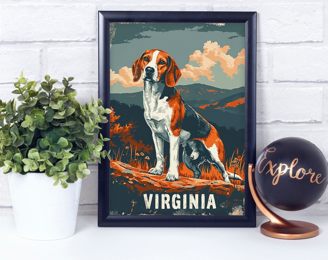 Foxhound Virginia Vintage Retro Style Poster Print