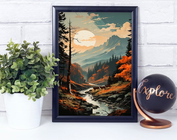 Forest Sunset Poster Print Wall Dcor