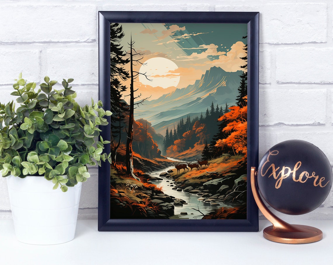 Forest Sunset Poster Print Wall Dcor
