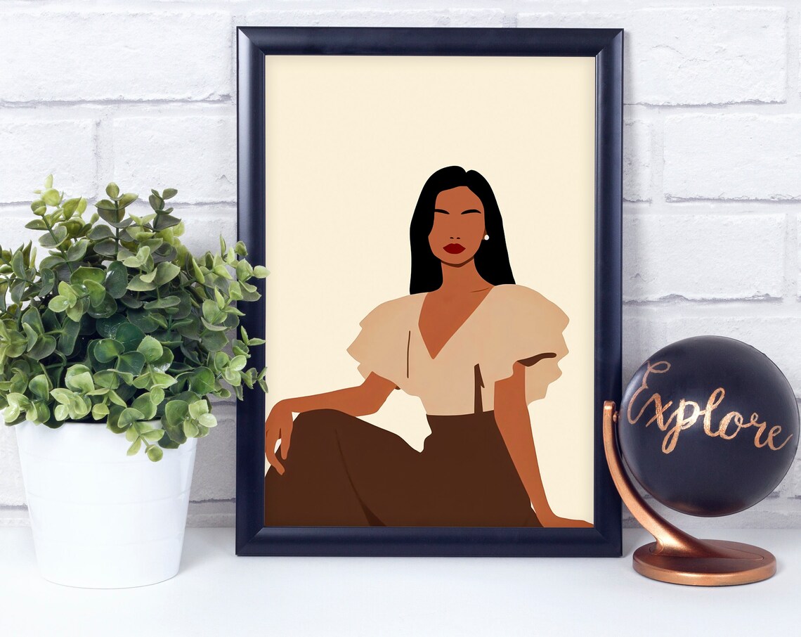 Filipina Woman Sitting Art Style 2 Poster Print Home Dcor