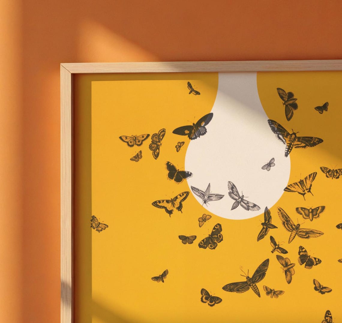 Optimistic Butterfly Poster Minimalist Yellow Wall Art Print Cheerful Nature Inspired Decor Museum Quality Reproduction - Image 2