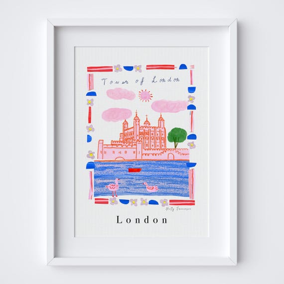 Tower Of London Poster Scene Art Print Iconic English Landmark Travel Historic Palace Uk Gift