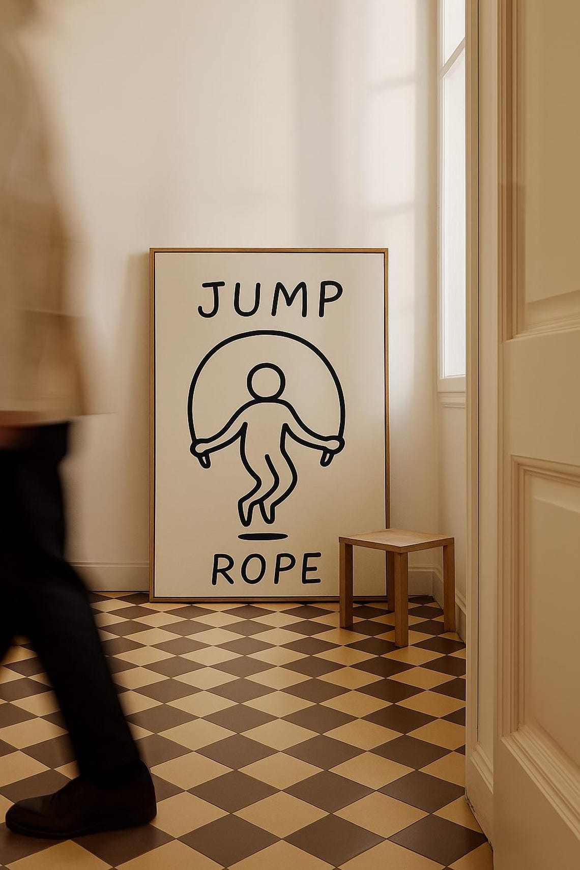 Jump Rope Minimalist Line Art Fitness Skipping Workout Poster