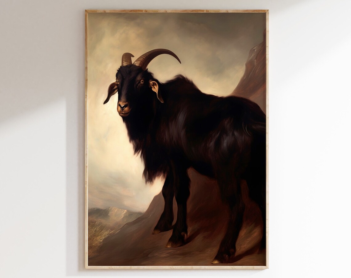 Black Goat Art Print, Dark Academia Decor - Image 3