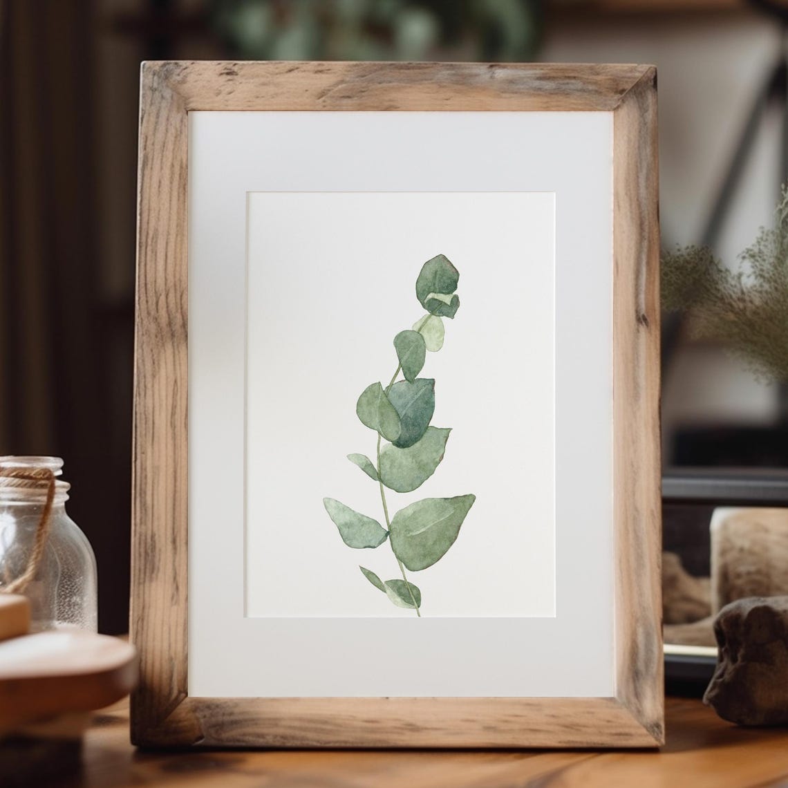 Eucalyptus Branch Minimalist Green Watercolor Botanical Poster