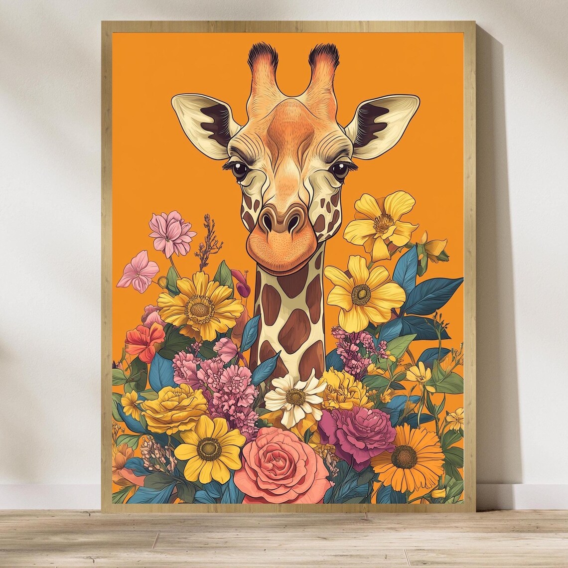 Giraffe Wall Art, Eclectic Maximalist Art Print
