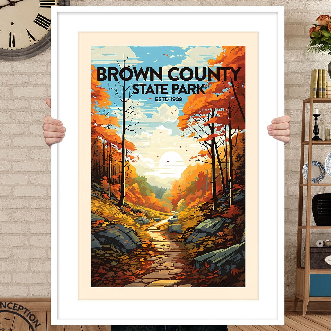 Brown County State Park Indiana Fall Foliage Trail Travel Poster