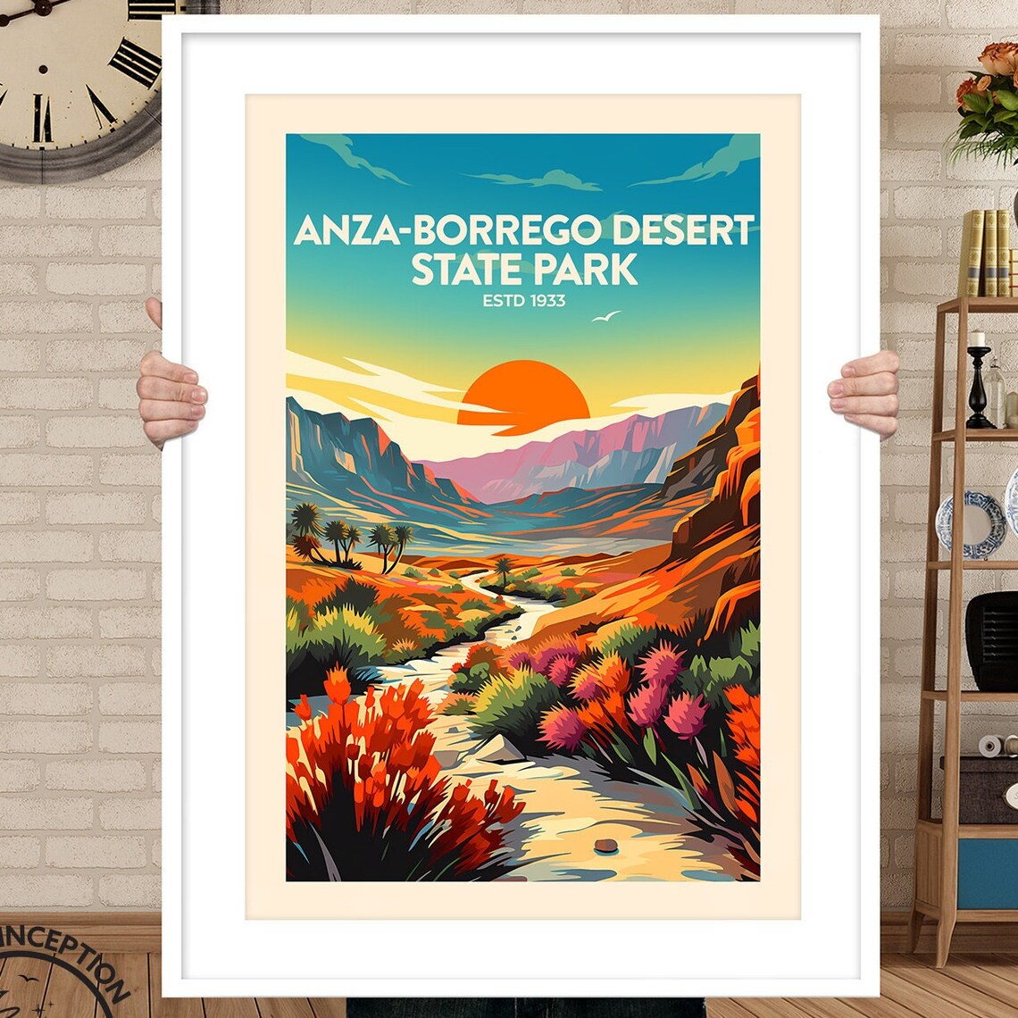 Anza Borrego Desert State Park Wildflower Sunset Travel Poster