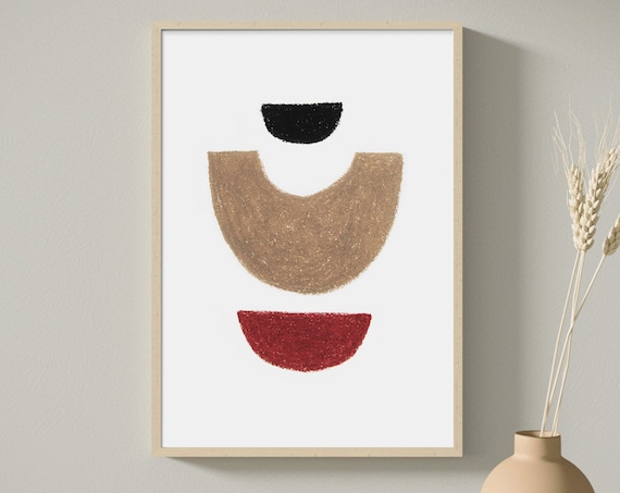 Mid Century Print Terracota Geometric Line Art Modern Abstract Art Abstract Wall Art Minimalist Print Living Room Wall Art Wall Decor