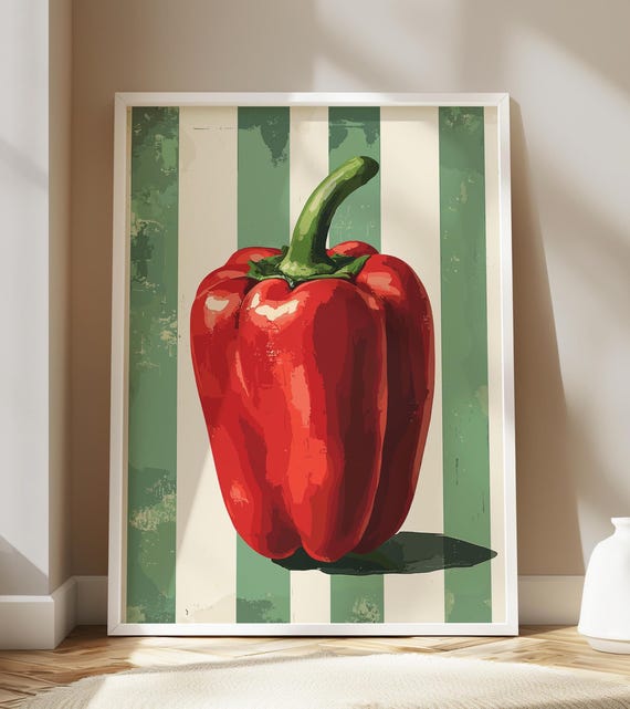 Pepper Wall Decor Farmhouse Kitchen Art Painting Poster Prints Trendy Food Retro