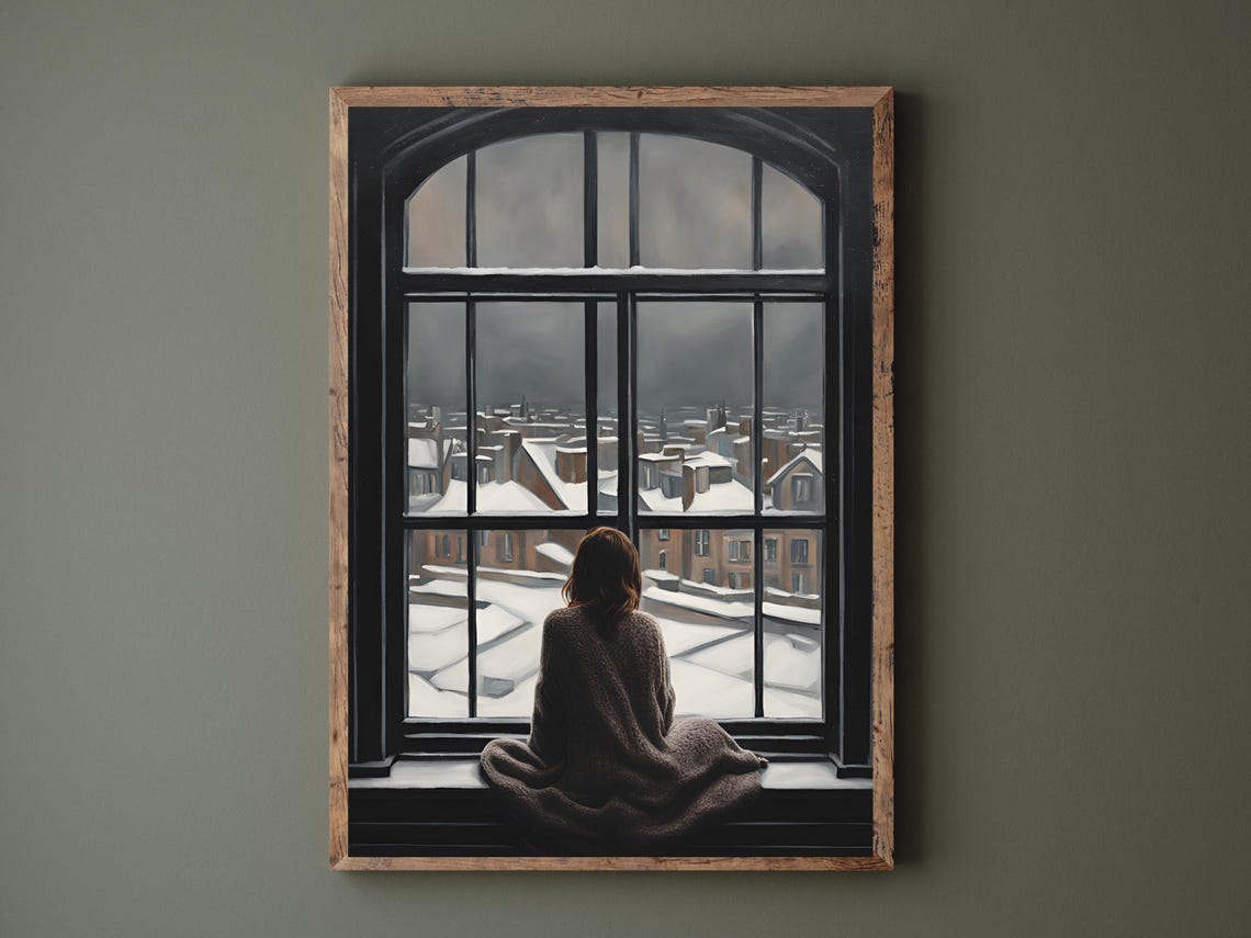 Instant Vintage Portrait Woman In Window Art Antique Aesthetic Moody Portrait Painting Vintage Dark Academia Print - Image 6