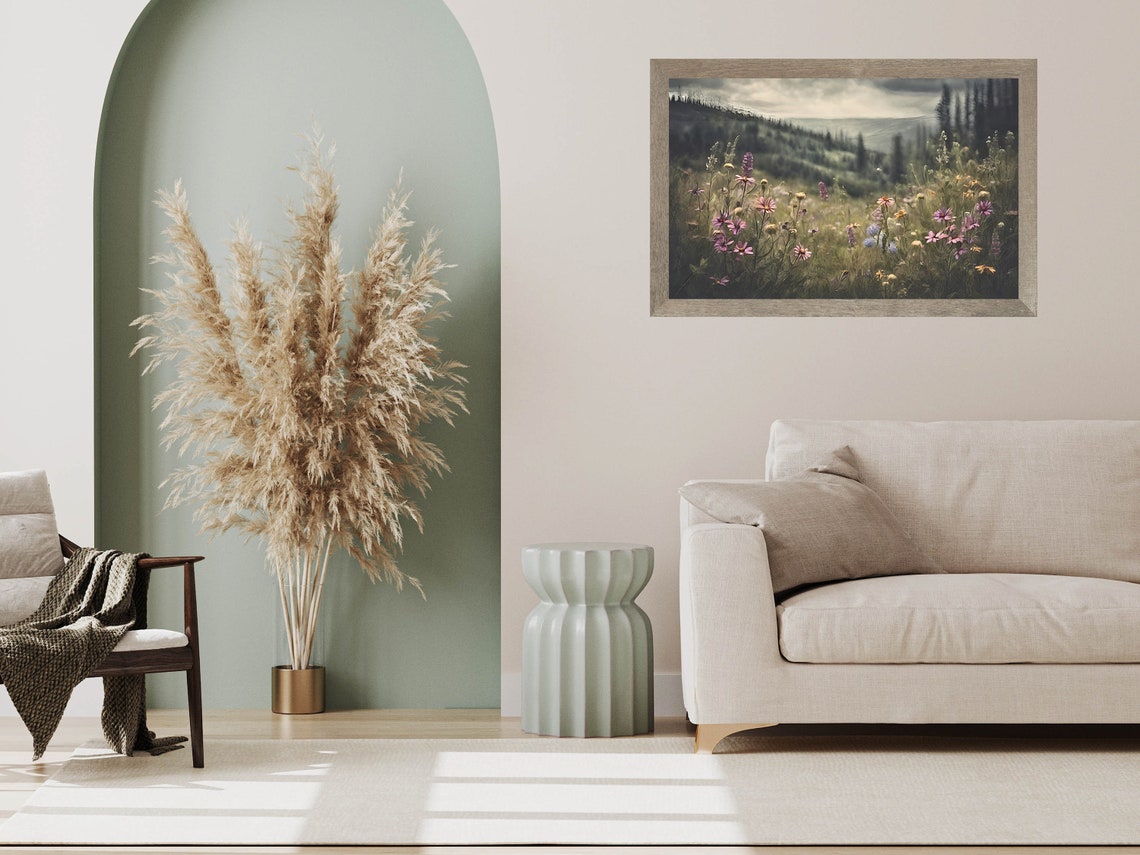 Wildflower Painting Vintage Cottage Garden Decor Print Farmhouse Oil Painting Moody Vintage Wildflower Wall Art - Image 2