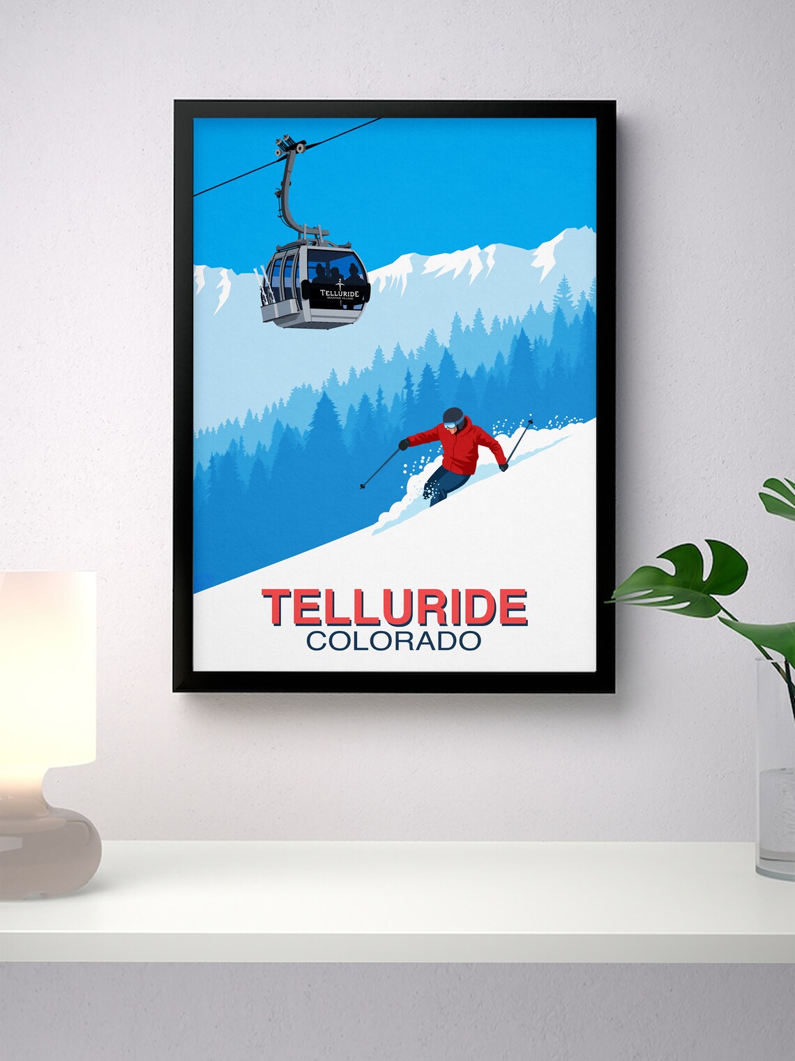 Telluride Powder Skier Ski Resort Travel Poster - Image 3