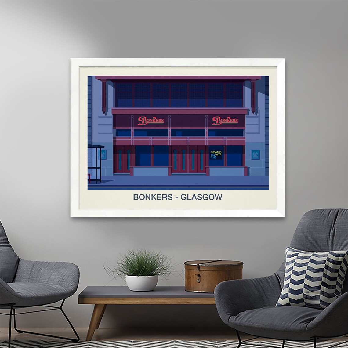 Bonkers Glasgow Nightclub Retro Neon Sign Music Venue Wall Art - Image 2