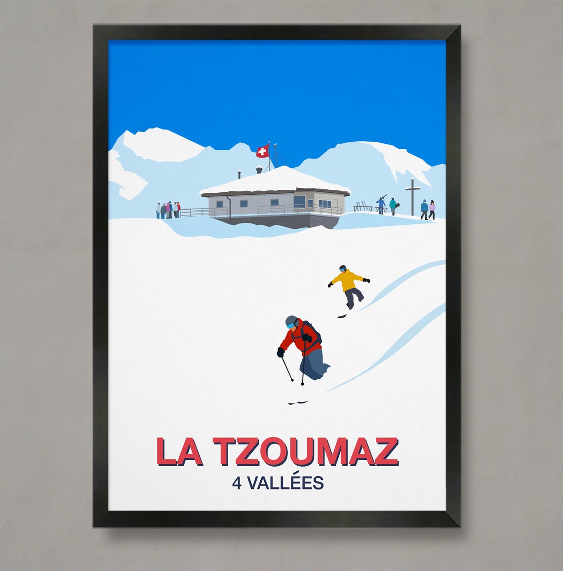La Tzoumaz Ski Resort Travel Poster, 4 Vallees