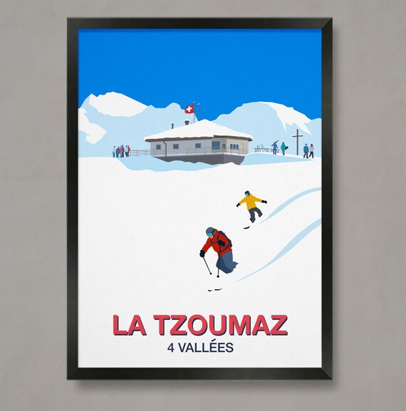 La Tzoumaz Ski Resort Travel Poster, 4 Vallees