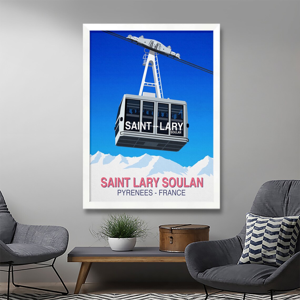 Saint Lary Soulan Pyrenees France Cable Car Mountain View Ski Poster - Image 2