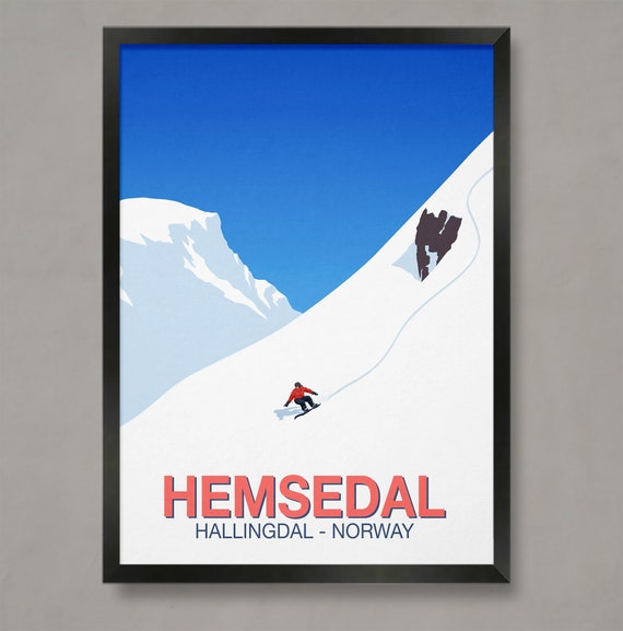 Hemsedal Snowboarder Poster Ski Resort Poster Ski Print Snowboard Poster Ski Gifts Ski Poster