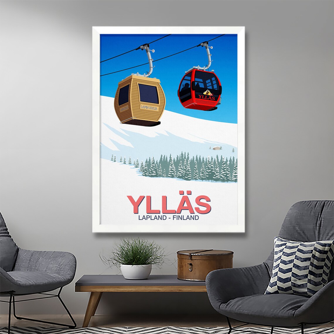 Yllas Ski Resort Travel Poster, Ski Resort Art Print - Image 2