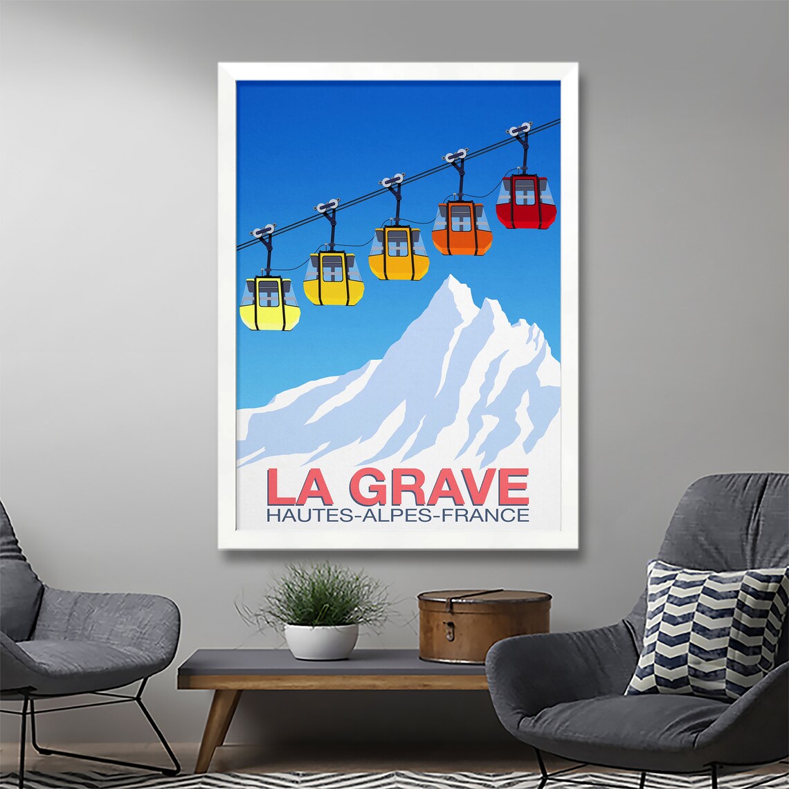 La Grave Ski Resort Travel Poster, Ski Resort Print - Image 2