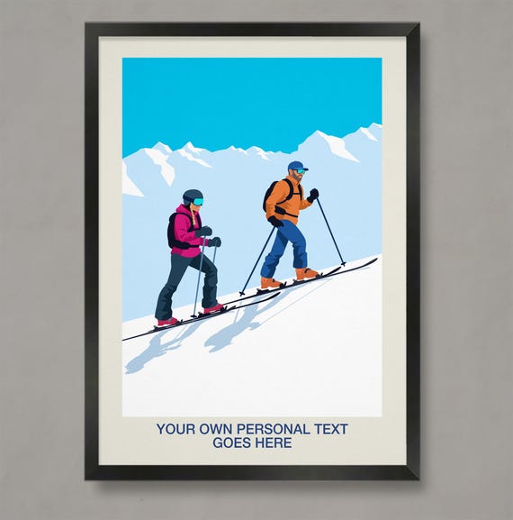 Personalised Ski Touring Poster Skiing Gift Customised Ski Print Ski Gifts Ski Poster Ski Gift Personalised Ski Touring Ski Touring