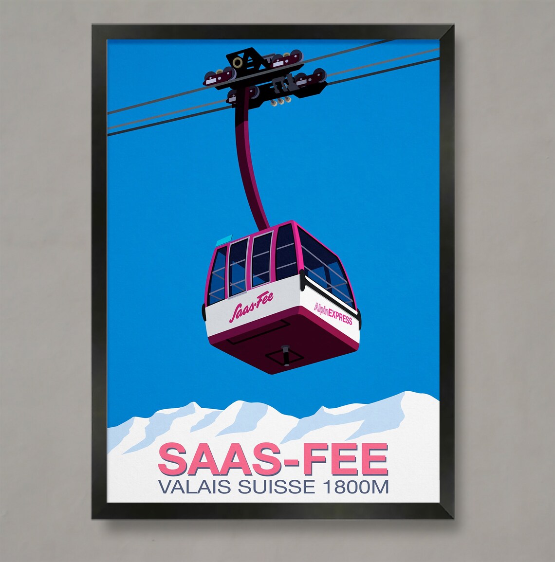 Saas Fee Ski Resort Travel Poster Art Print