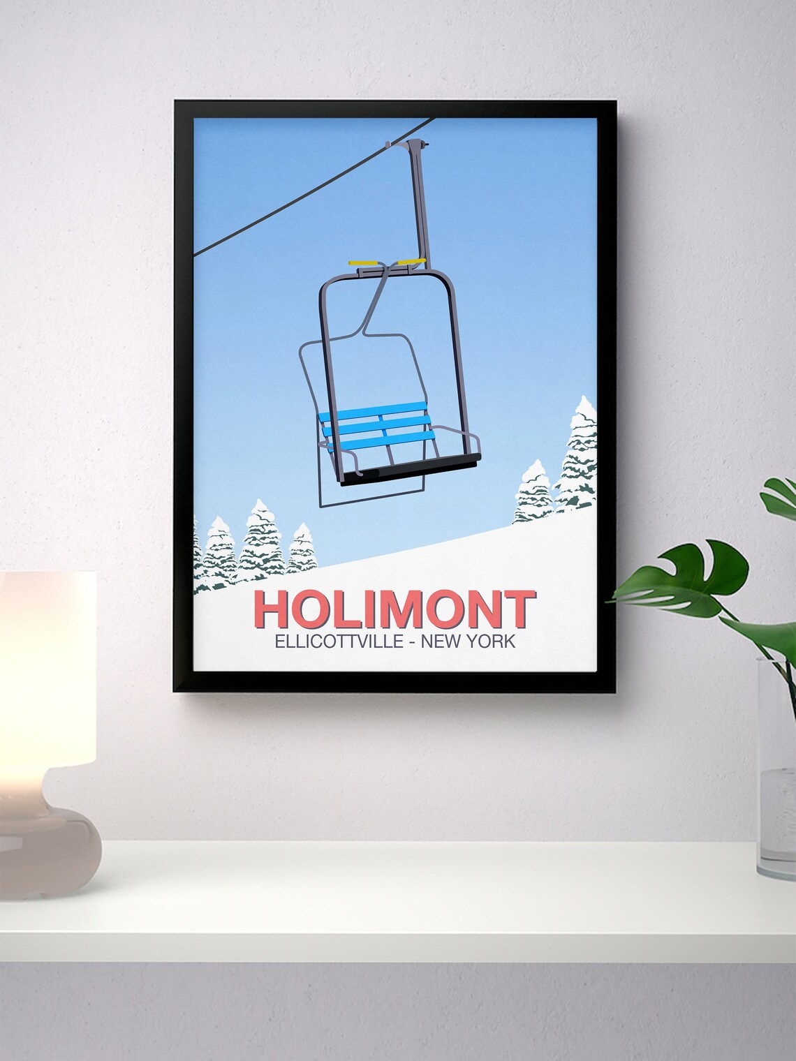 Holimont Ski Resort Travel Poster, Ski Print - Image 2