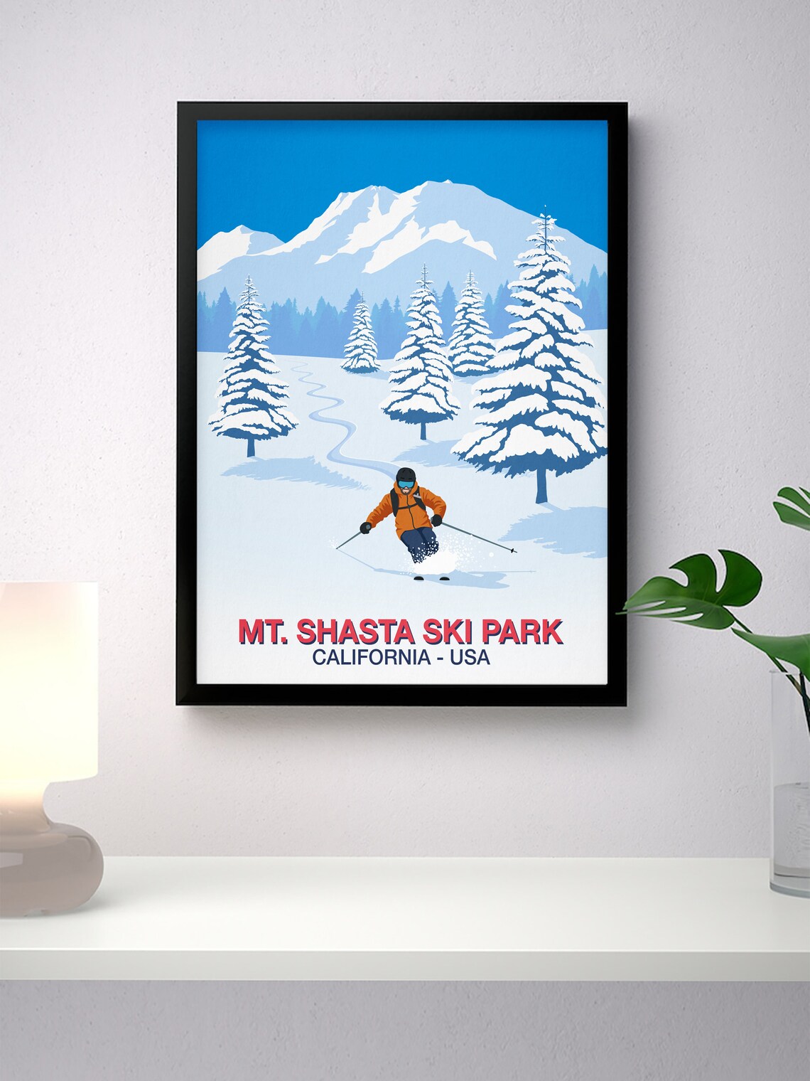 Mt Shasta Ski Park California Powder Skiing Resort Travel Poster - Image 3