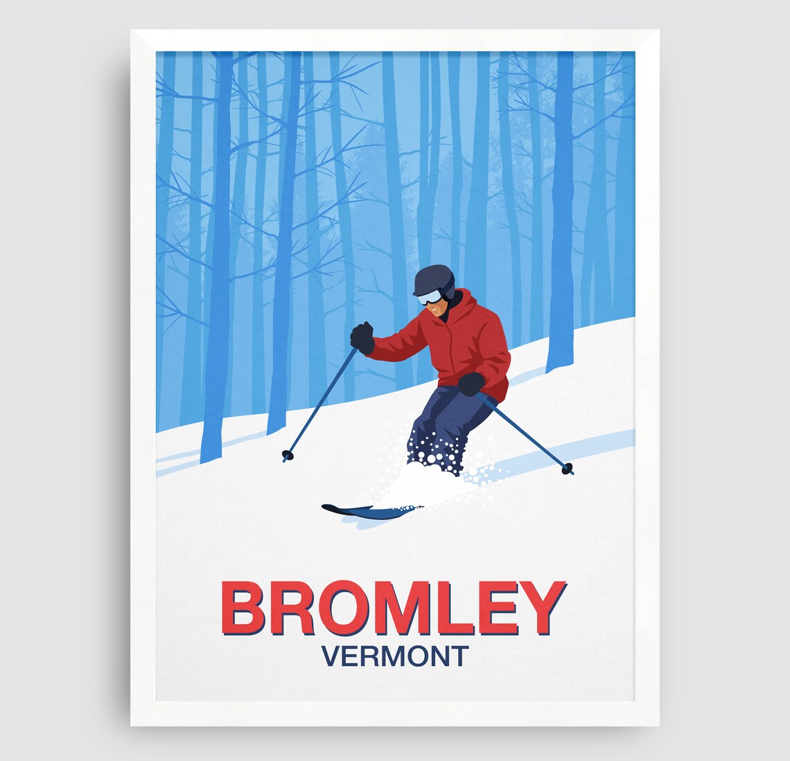 Bromley Ski Resort Vintage Travel Poster - Image 4