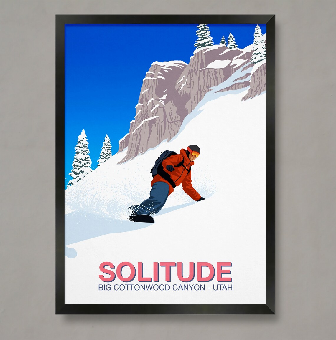 Solitude Snowboarder Ski Resort Travel Poster
