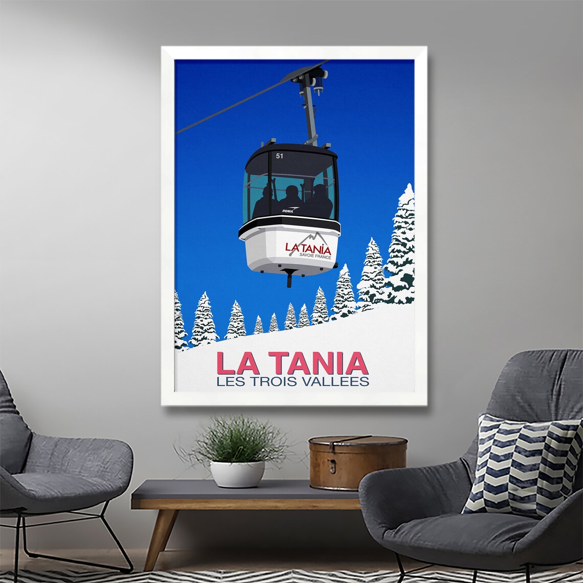 La Tania Ski Resort Travel Poster, Ski Print - Image 2