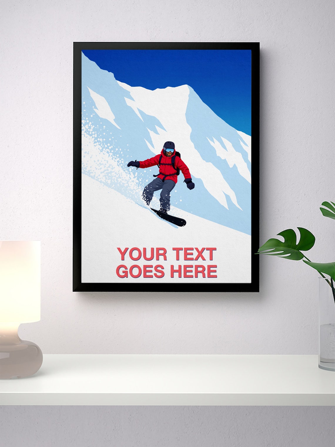 Personalised Snowboard Art Custom Text Powder Carve Rider Gift Poster - Image 3