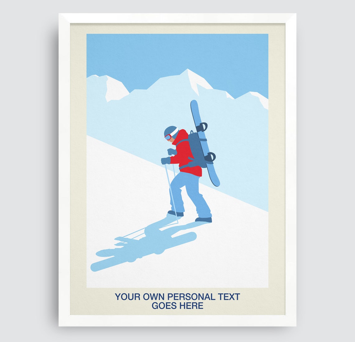 Personalised Snowboarder Hiking Custom Text Winter Gift Poster - Image 4