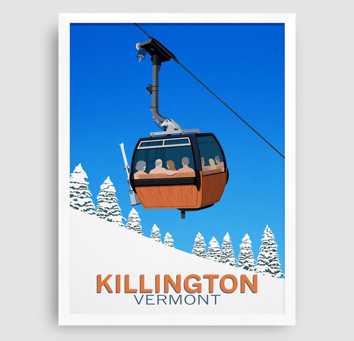Killington Vermont Wooden Gondola Cable Car Ski Resort Travel Poster - Image 3