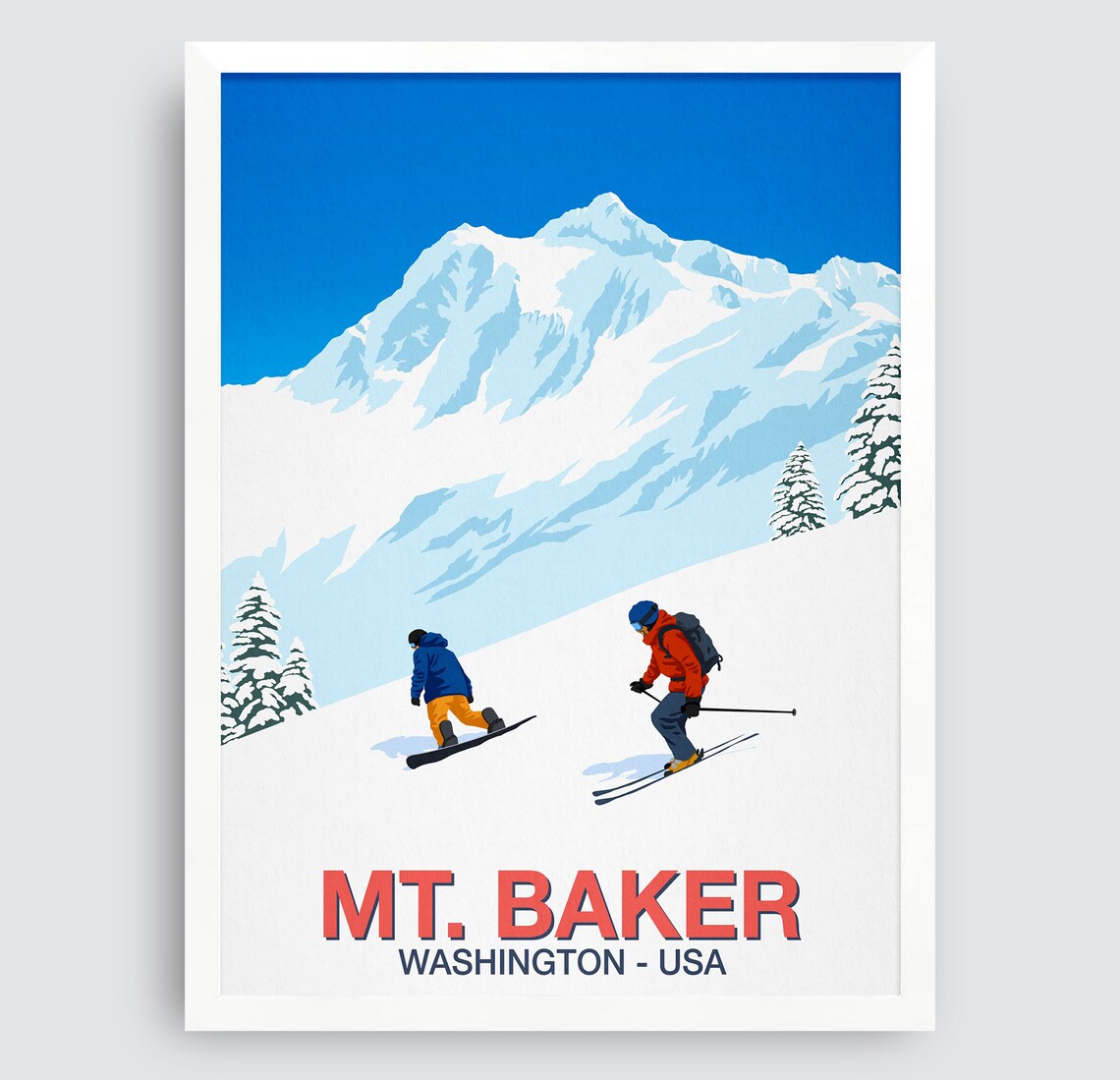 Mt Baker Ski Resort Travel Poster, Winter Sports Art - Image 3