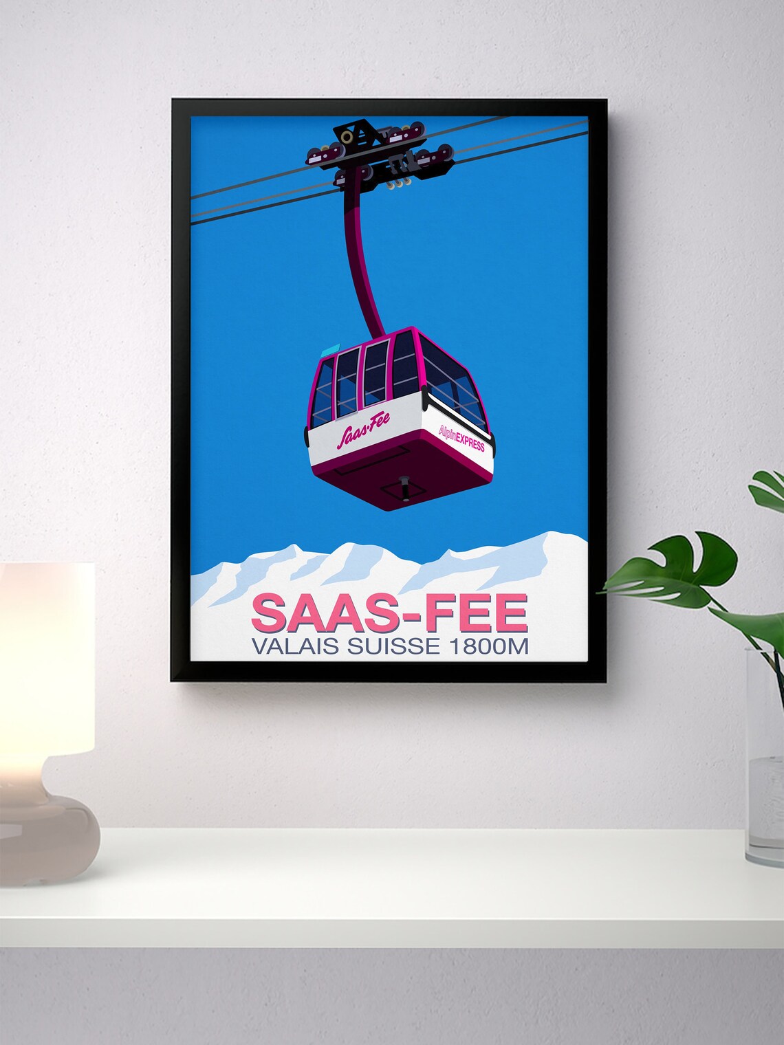 Saas Fee Ski Resort Travel Poster Art Print - Image 4